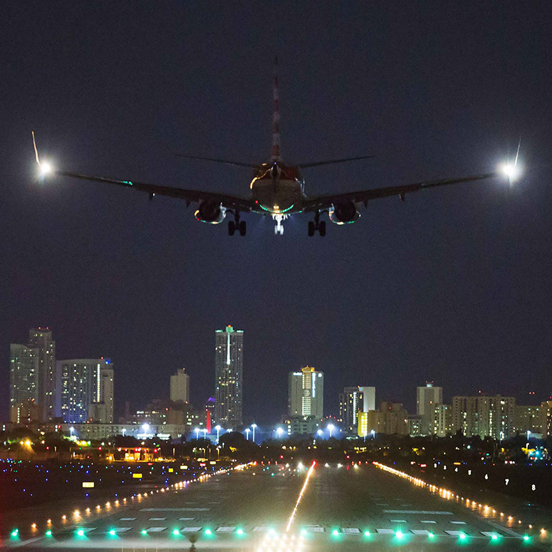 plane taking off at Miami International Airport