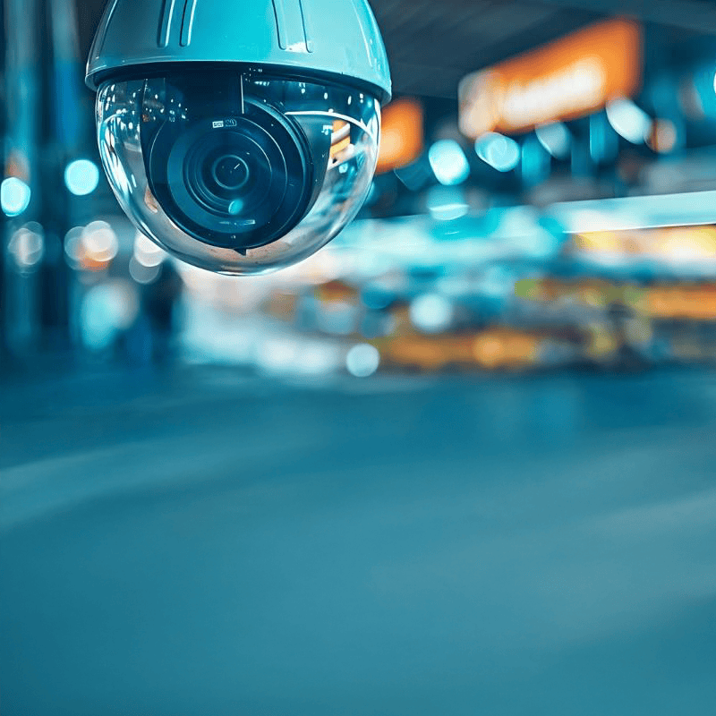 surveillance camera overlooking busy street