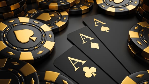 image of casino game items, playing cards, chips