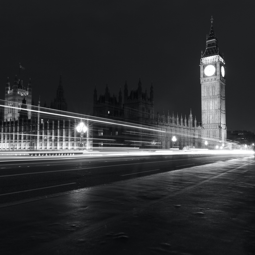 black and white image of Big ben in the UK