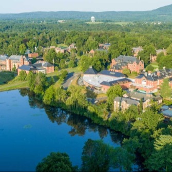Aerial view of Mount Holyoke College in Massachusetts 